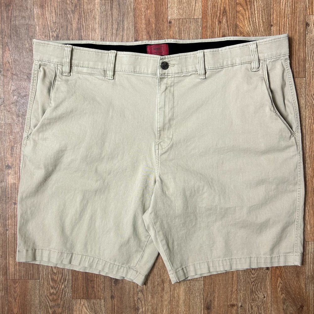 Foundry Mens Light Brown Khaki Shorts 5 Pkt Comfort Waist Measures Size 49